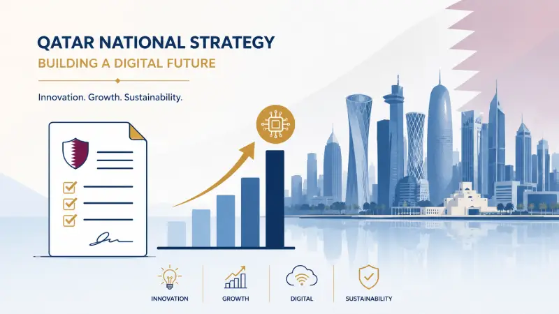 Illustration representing Qatar's National AI Strategy and Vision 2030