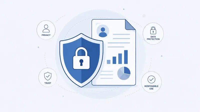 Illustration representing data protection and responsible AI use for small businesses
